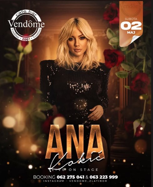 Ana Kokić pali scenu Kluba Vendome 2. maja–Ne propustite spektakl koji se pamti