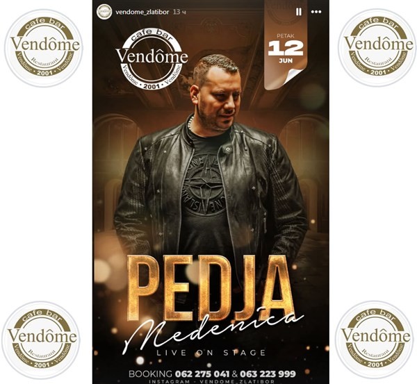 KLUB VENDOME NA ZLATIBORU I PEDJA MEDENICA -EVO KADA